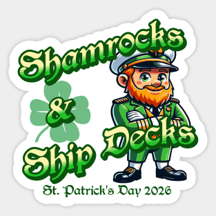 Shamrocks and Ship Decks St Patricks Day 2026 Captain Sticker